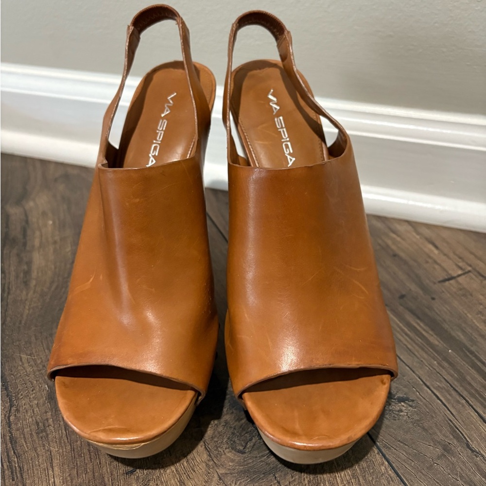 Carmel colored Via Spiga platform heels